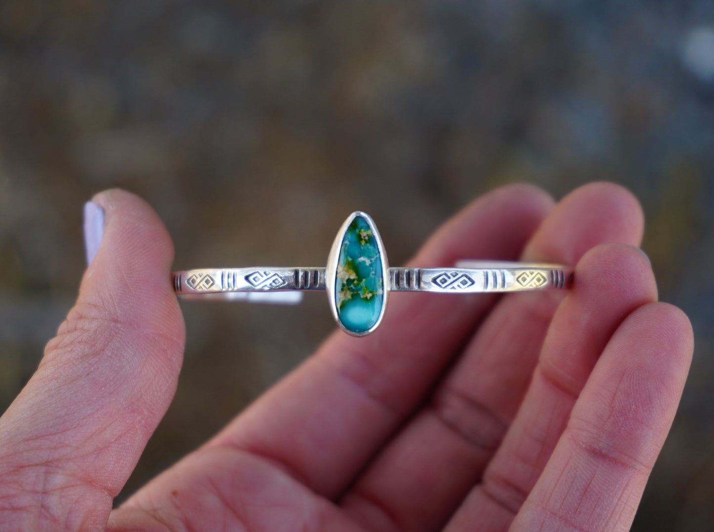 Stamped Cuff Bracelet (White Water)
