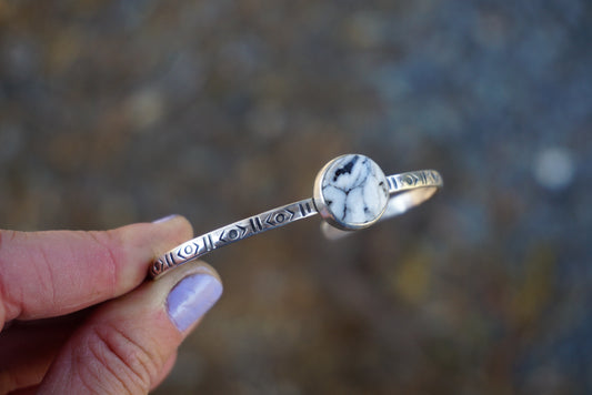 Stamped Cuff Bracelet (White Buffalo)