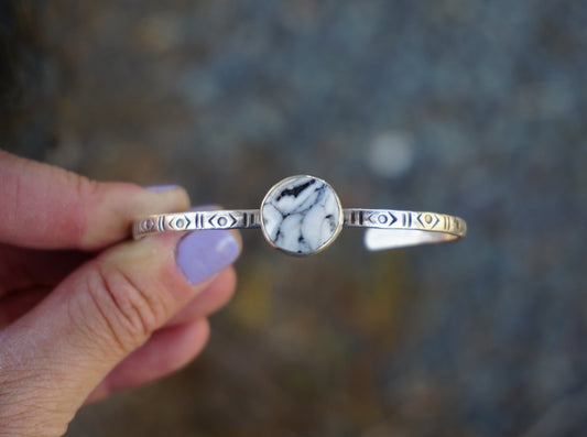 Stamped Cuff Bracelet (White Buffalo)