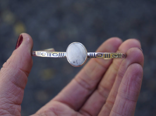 Stamped Cuff Bracelet (White Buffalo)