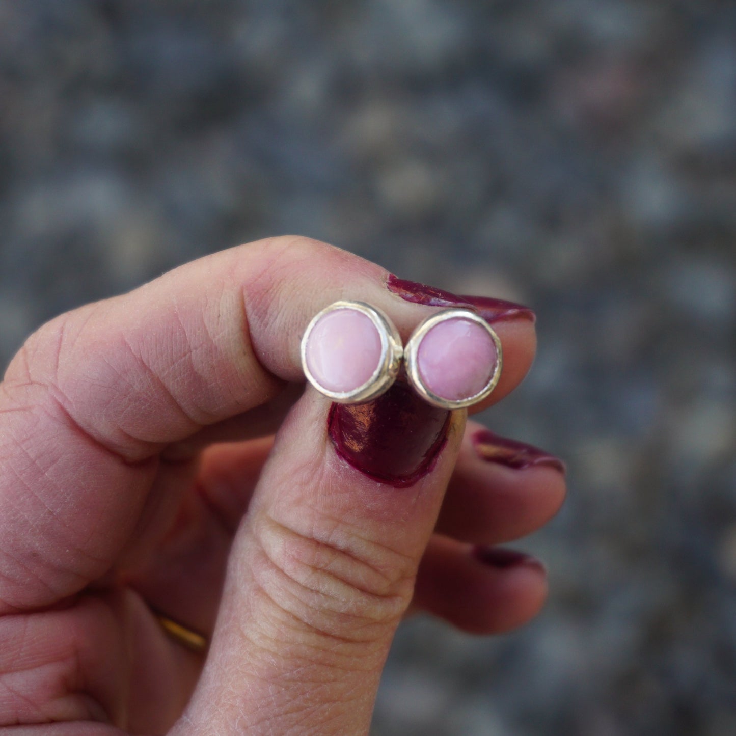 Stud Earrings (Pink Opal)