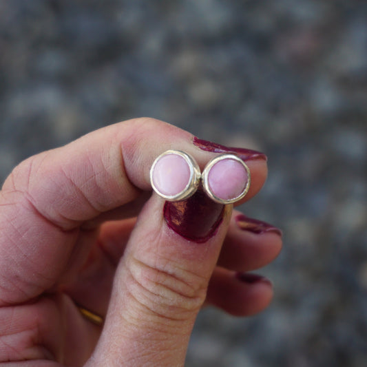 Stud Earrings (Pink Opal)