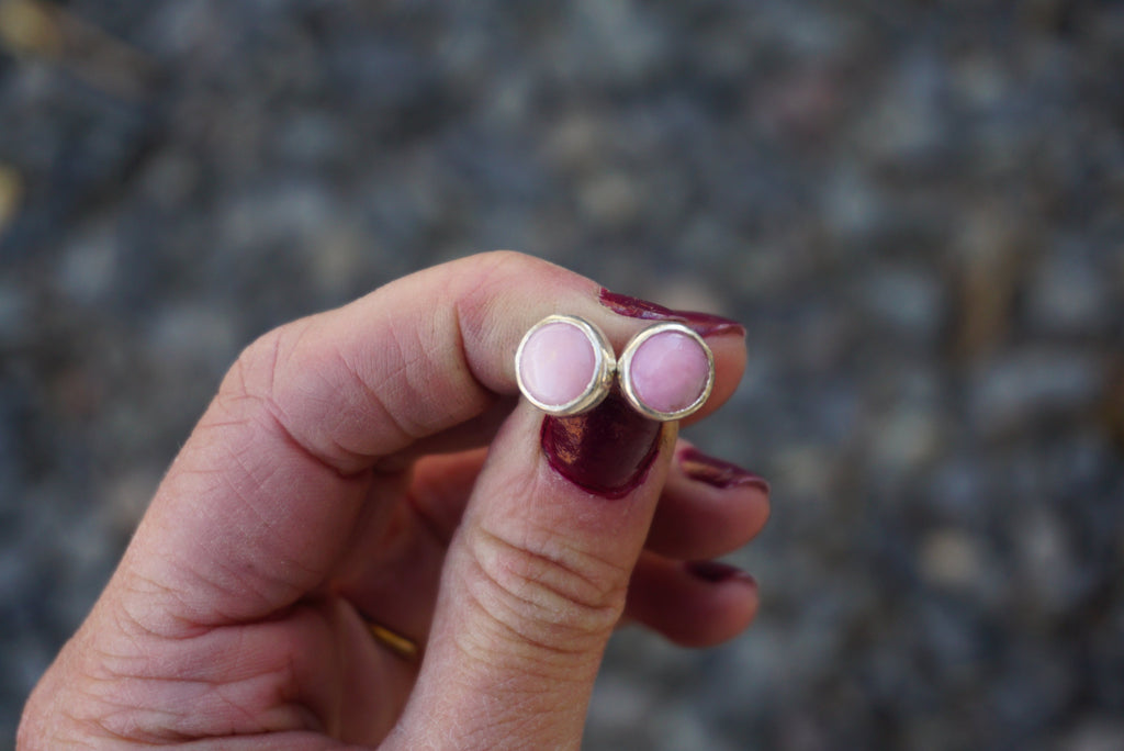 Stud Earrings (Pink Opal)