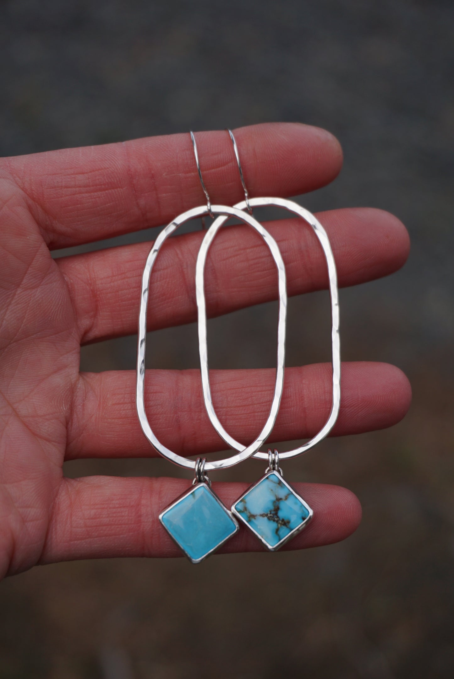 Hammered Organic Hoops (Kingman)