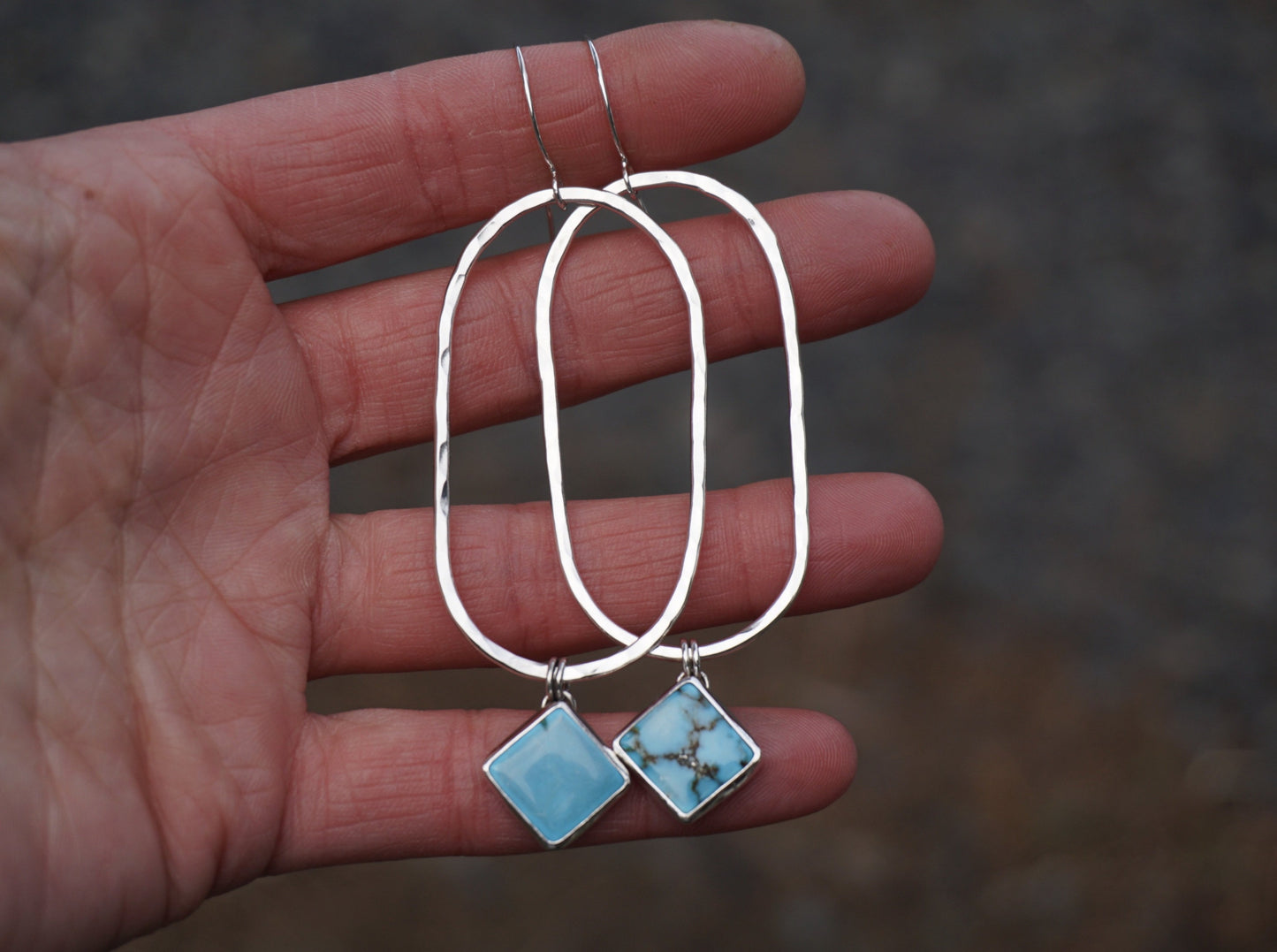 Hammered Organic Hoops (Kingman)
