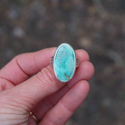 Sterling Silver & Emerald Valley Turquoise Ring (Size 8)