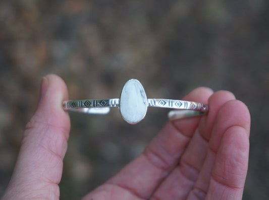 Stamped Cuff Bracelet (White Buffalo)
