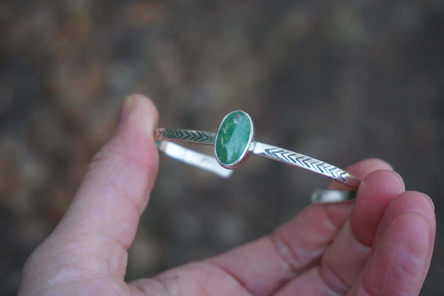 Stamped Cuff Bracelet (Emerald Valley)