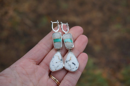 Royston Ribbon & White Buffalo Lever-Back Earrings