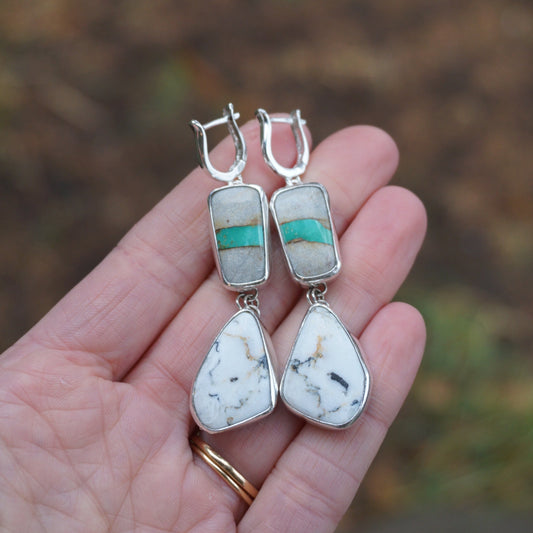 Royston Ribbon & White Buffalo Lever-Back Earrings