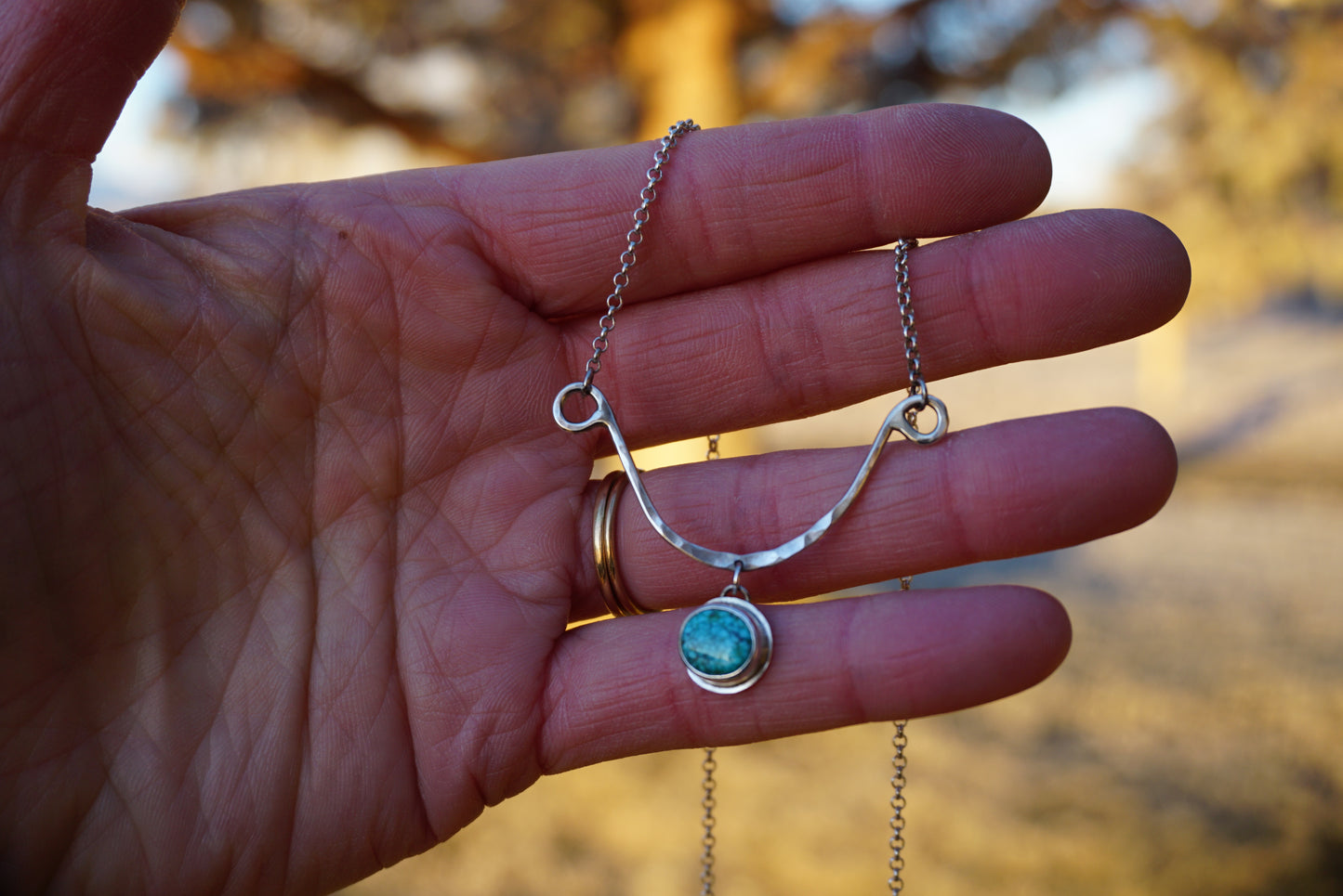 Hammered Drop Necklace (Kingman)
