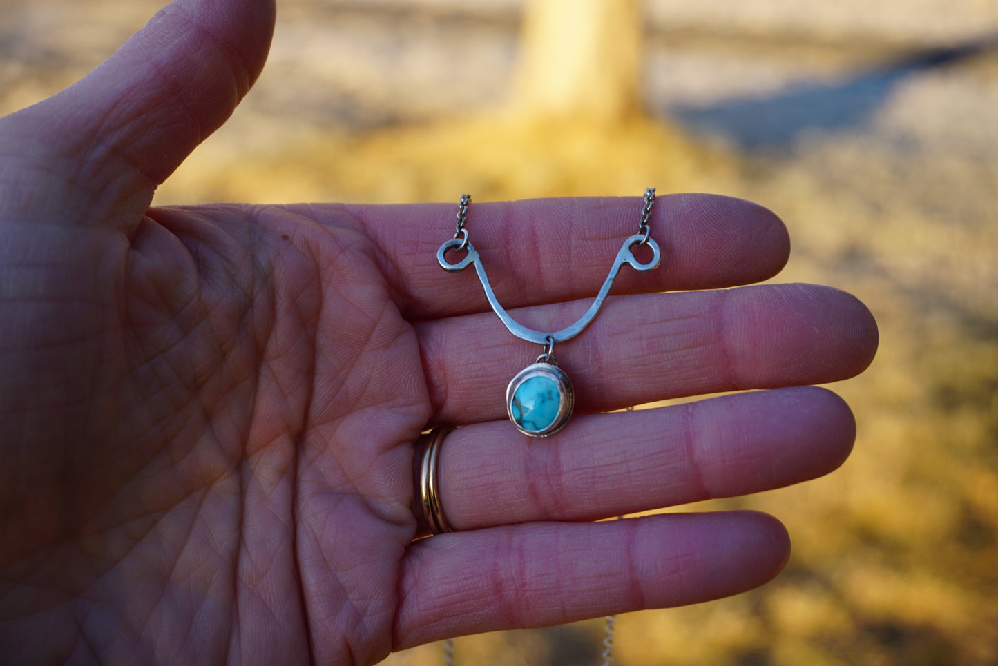Hammered Drop Necklace (Kingman)