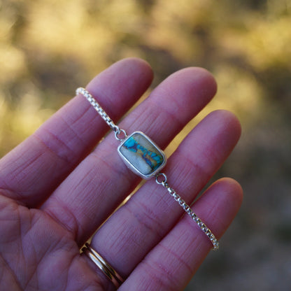 Box Chain Adjustable Bracelet (Royston Ribbon)