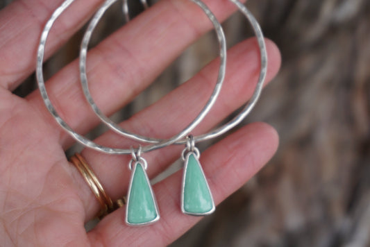 Hammered Organic Hoops (Lucien Variscite)