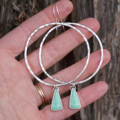 Hammered Organic Hoops (Lucien Variscite)