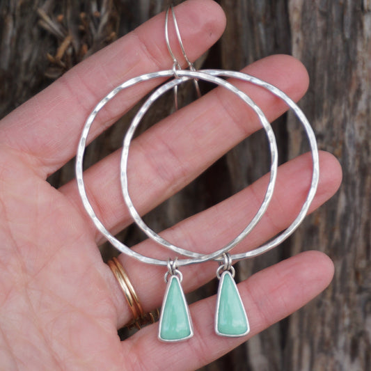 Hammered Organic Hoops (Lucien Variscite)