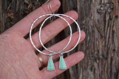 Hammered Organic Hoops (Lucien Variscite)