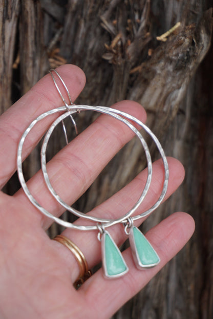 Hammered Organic Hoops (Lucien Variscite)