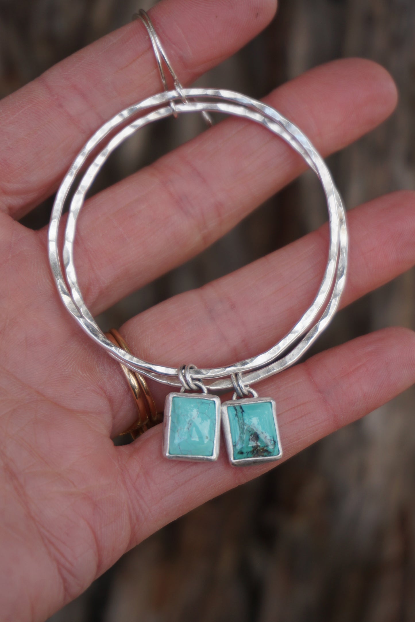 Hammered Organic Hoops (Kingman)