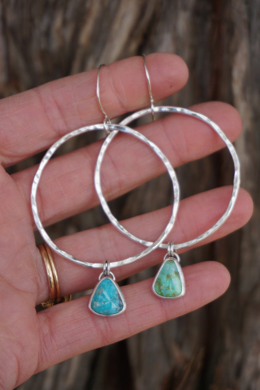 Hammered Organic Hoops (Sonoran Gold/Kingman)