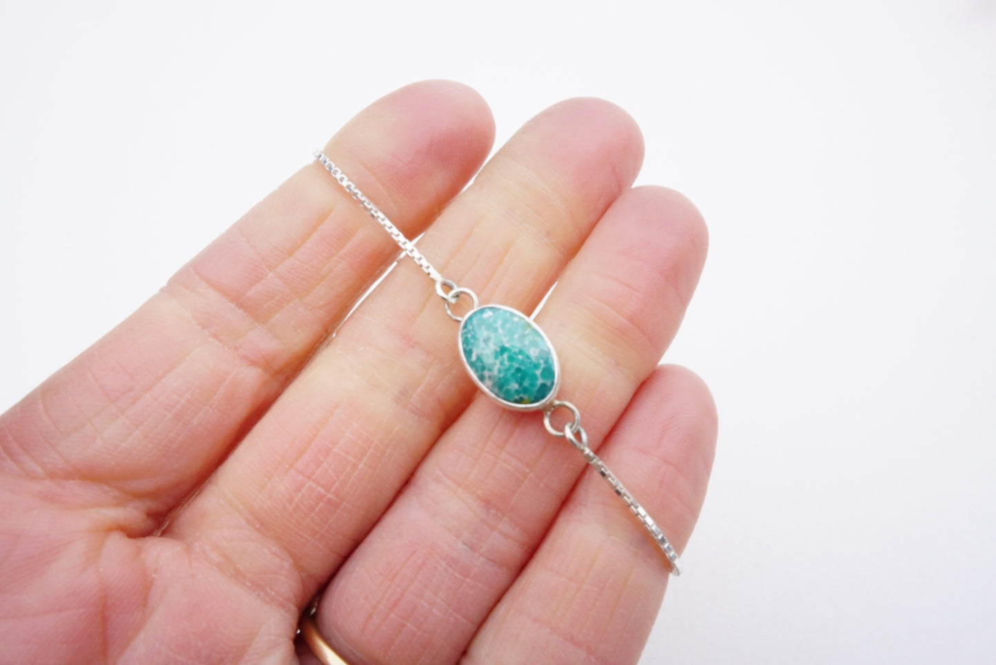 Box Chain Adjustable Bracelet (White Water)