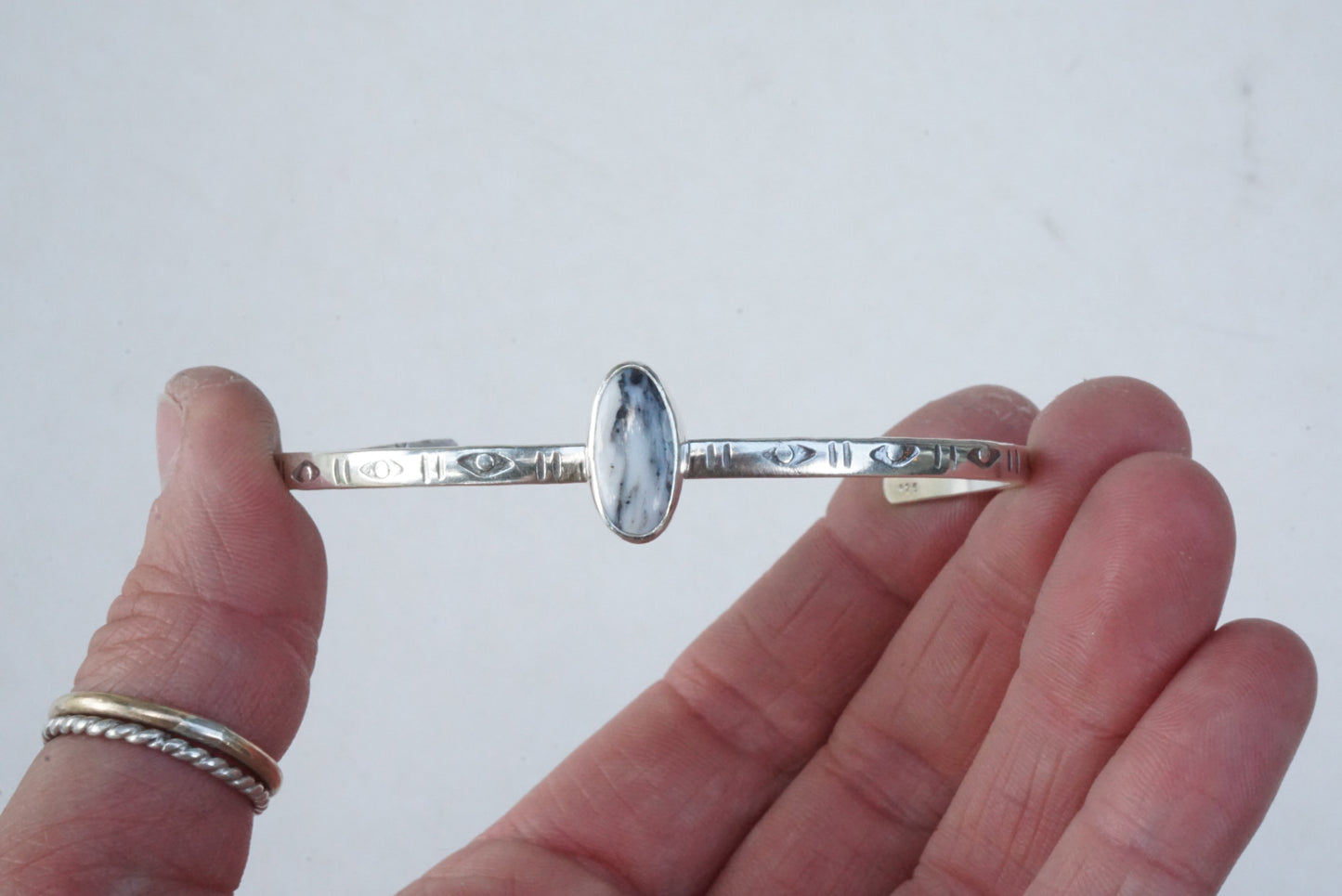 Stamped Cuff Bracelet (White Buffalo)