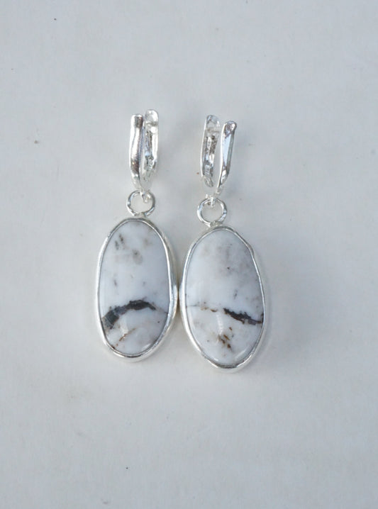 White Buffalo Lever-Back Earrings