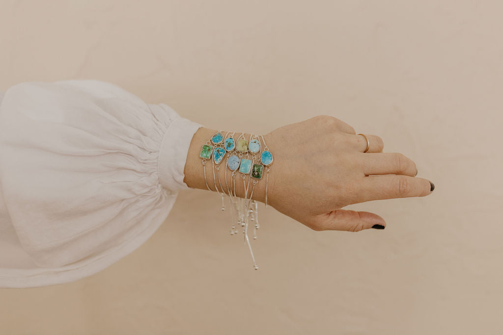 Box Chain Adjustable Bracelet (Turquoise Mountain)