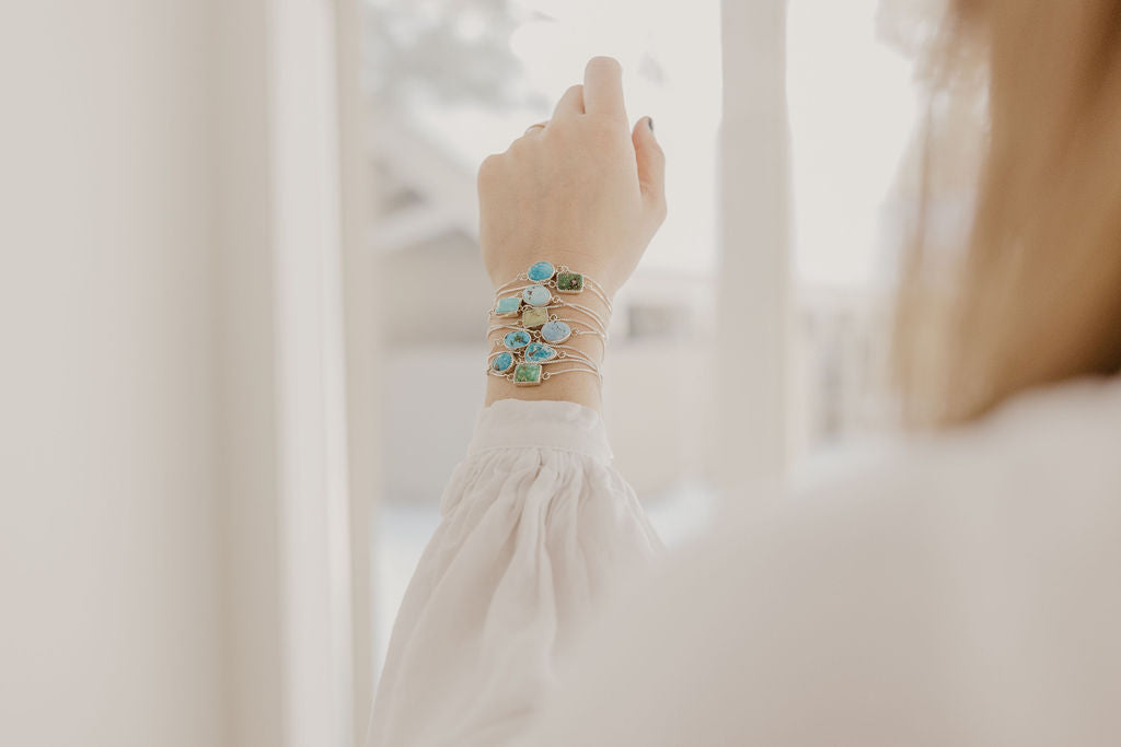 Box Chain Adjustable Bracelet (Turquoise Mountain)