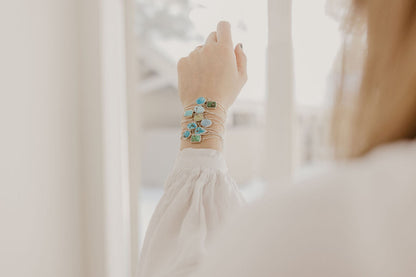 Box Chain Adjustable Bracelet (Turquoise Mountain)