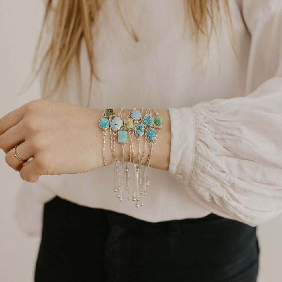 Box Chain Adjustable Bracelet (Turquoise Mountain)