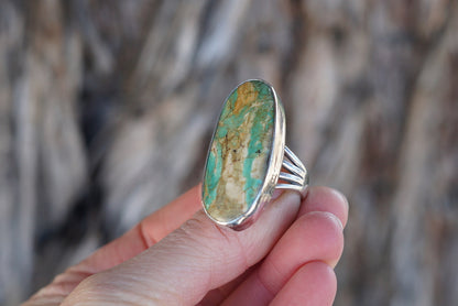 Sterling Silver & Royston Ribbon Turquoise Ring (Size 8)