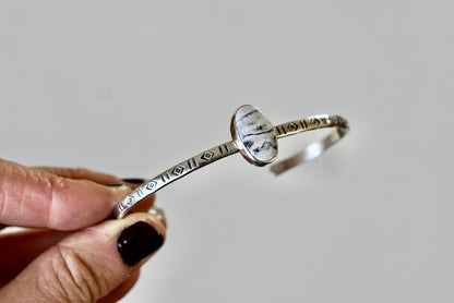 Stamped Cuff Bracelet (White Buffalo)