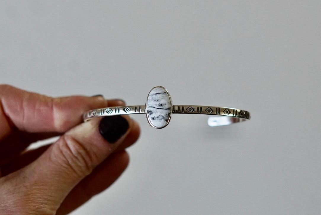 Stamped Cuff Bracelet (White Buffalo)