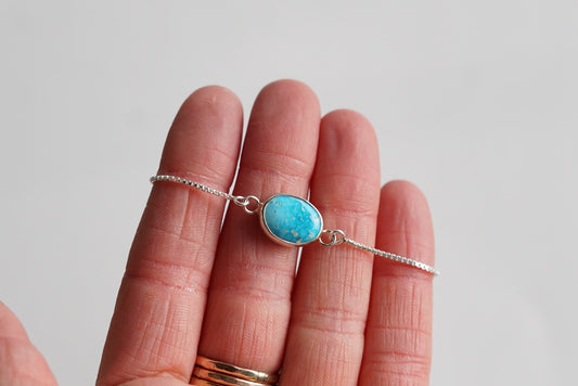 Box Chain Adjustable Bracelet (Turquoise Mountain)