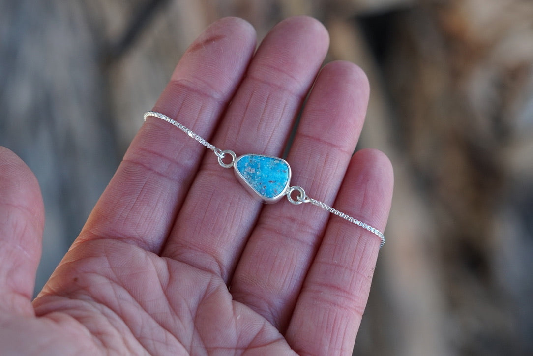 Box Chain Adjustable Bracelet (Turquoise Mountain)