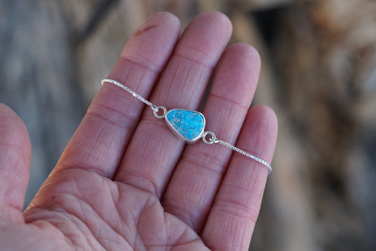 Box Chain Adjustable Bracelet (Turquoise Mountain)