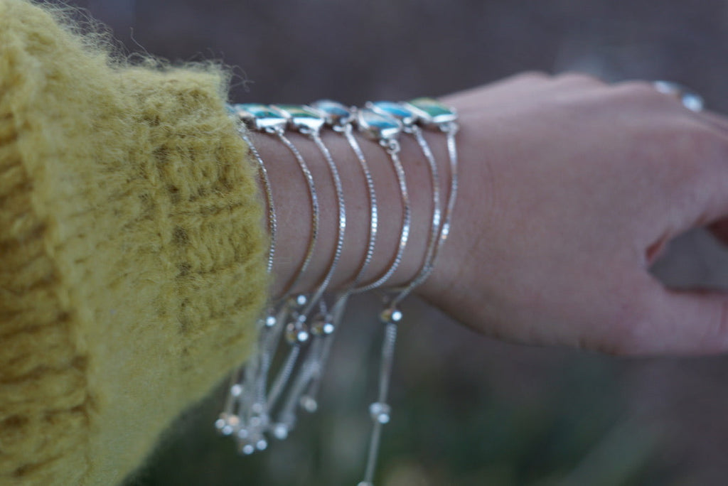 Box Chain Adjustable Bracelet (Turquoise Mountain)