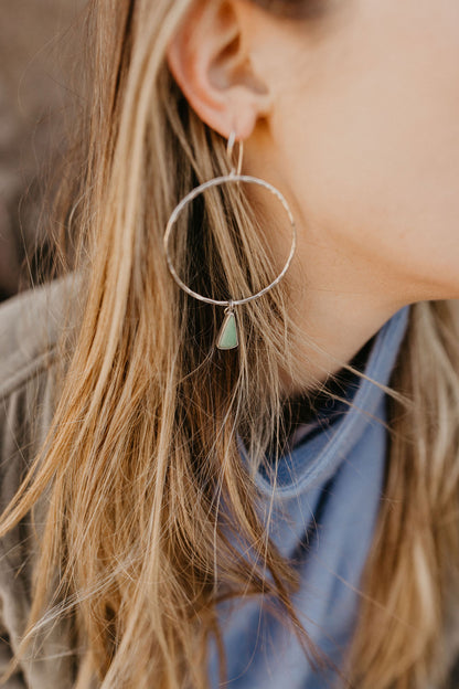 Hammered Organic Hoops (Lucien Variscite)