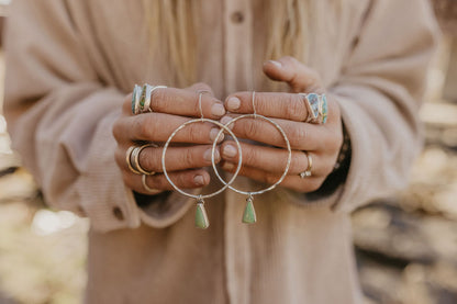 Hammered Organic Hoops (Lucien Variscite)