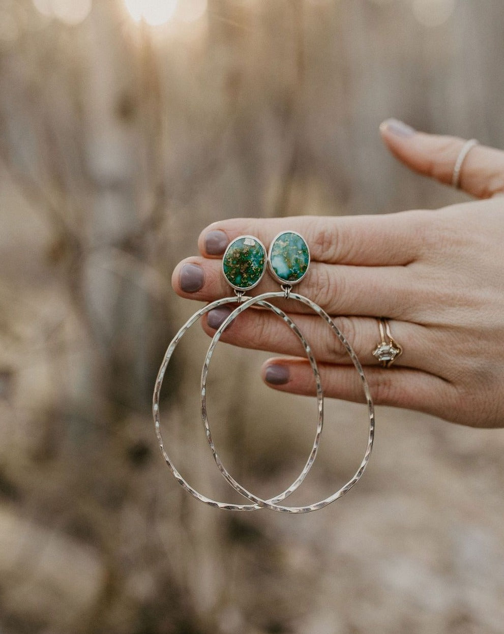 Hammered Organic Hoops (Sonoran Gold)