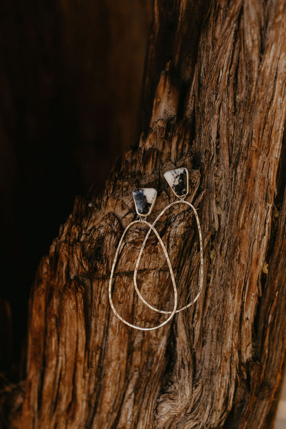 Hammered Organic Hoops (White Buffalo)