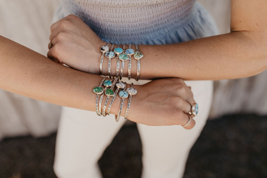 Stamped Cuff Bracelet (White Buffalo)
