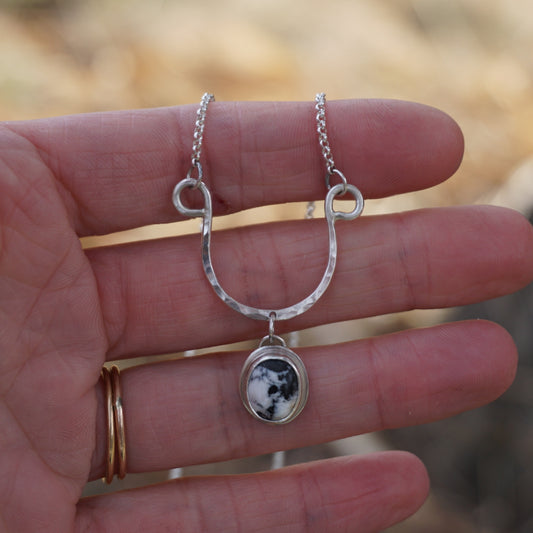 Hammered Drop Necklace (White Buffalo)